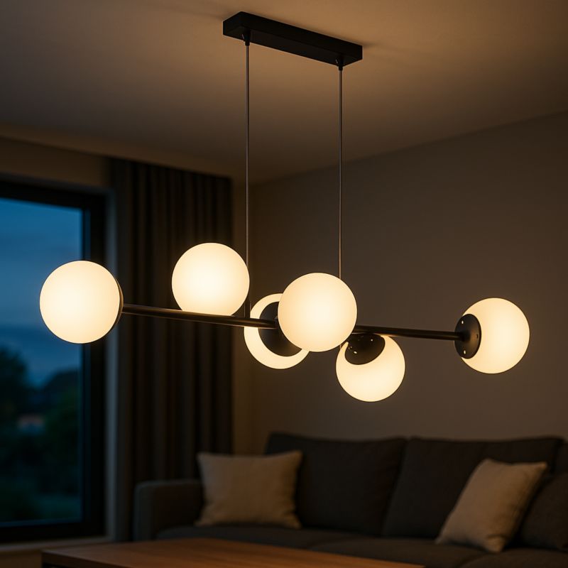Lampa sufitowa wisząca MasterLED Bali 6x LED E27 żyrandol kule 90 cm IP20 czarna 1szt.