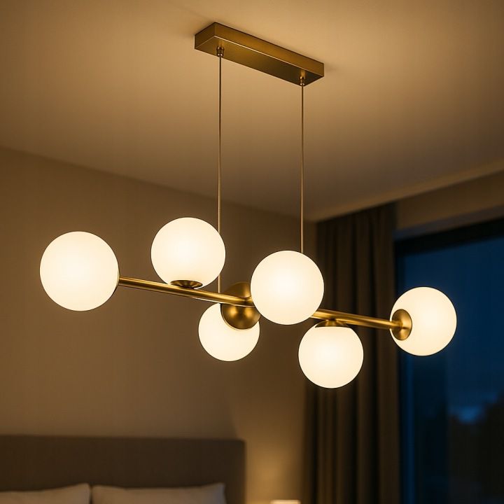 Lampa sufitowa wisząca MasterLED Bali 6x LED E27 żyrandol kule 90 cm IP20 złota 1szt.