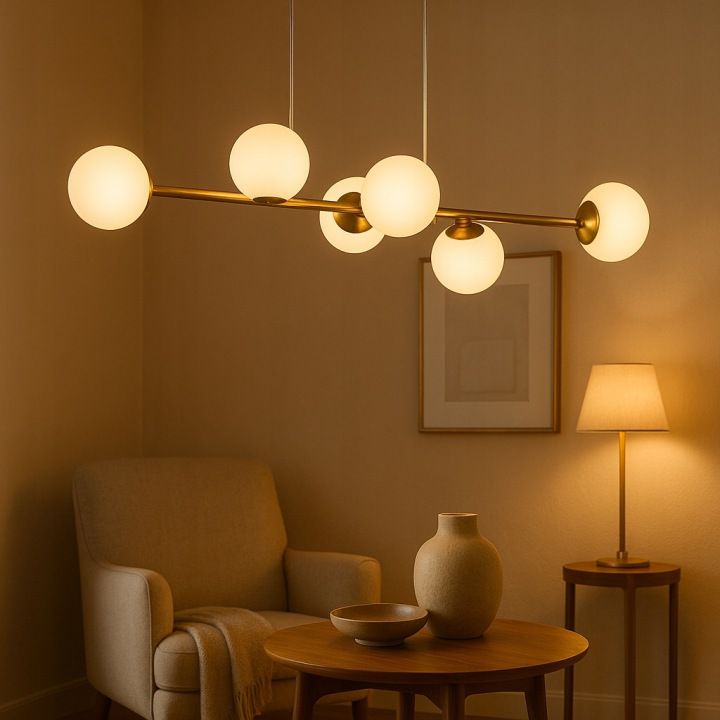Lampa sufitowa wisząca MasterLED Bali 6x LED E27 żyrandol kule 90 cm IP20 złota 1szt.