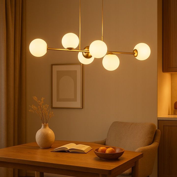 Lampa sufitowa wisząca MasterLED Bali 6x LED E27 żyrandol kule 90 cm IP20 złota 1szt.