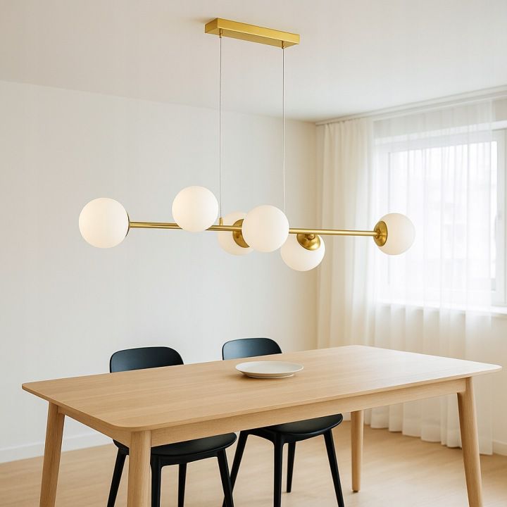 Lampa sufitowa wisząca MasterLED Bali 6x LED E27 żyrandol kule 90 cm IP20 złota 1szt.
