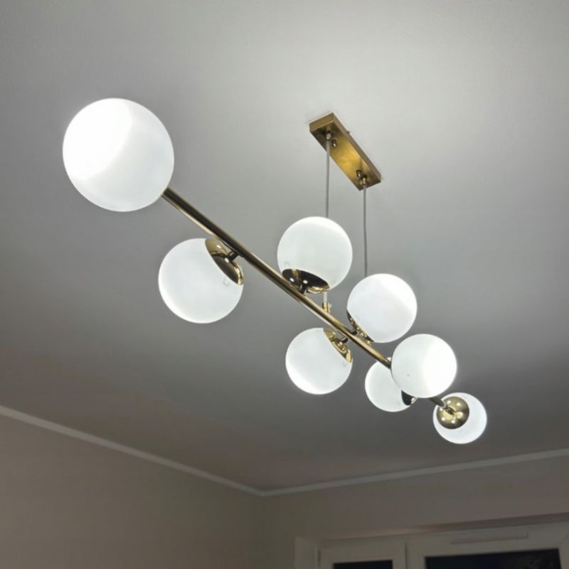 Lampa sufitowa wisząca MasterLED Bali 8x LED E27 G45 żyrandol kule 120 cm IP20 złota 1 szt.