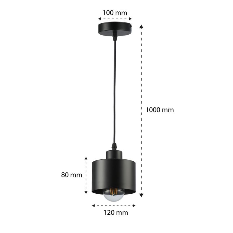 Lampa sufitowa wisząca MasterLED E27 żyrandol oprawa 100cm zwis pojedyncza czarna 1 szt.