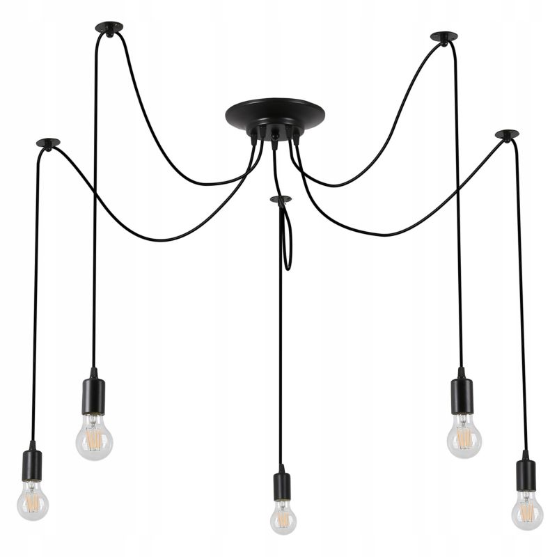 Lampa sufitowa wisząca MasterLED Nido 5x LED E27 żyrandol pająk IP20 stalowa czarna 1szt.
