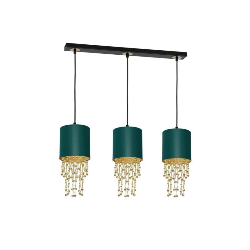 Lampa sufitowa wisząca Milagro Almeria 4502 czarno-zielona-złota szerokość 60 cm 3xE27 x 60W 1 szt.