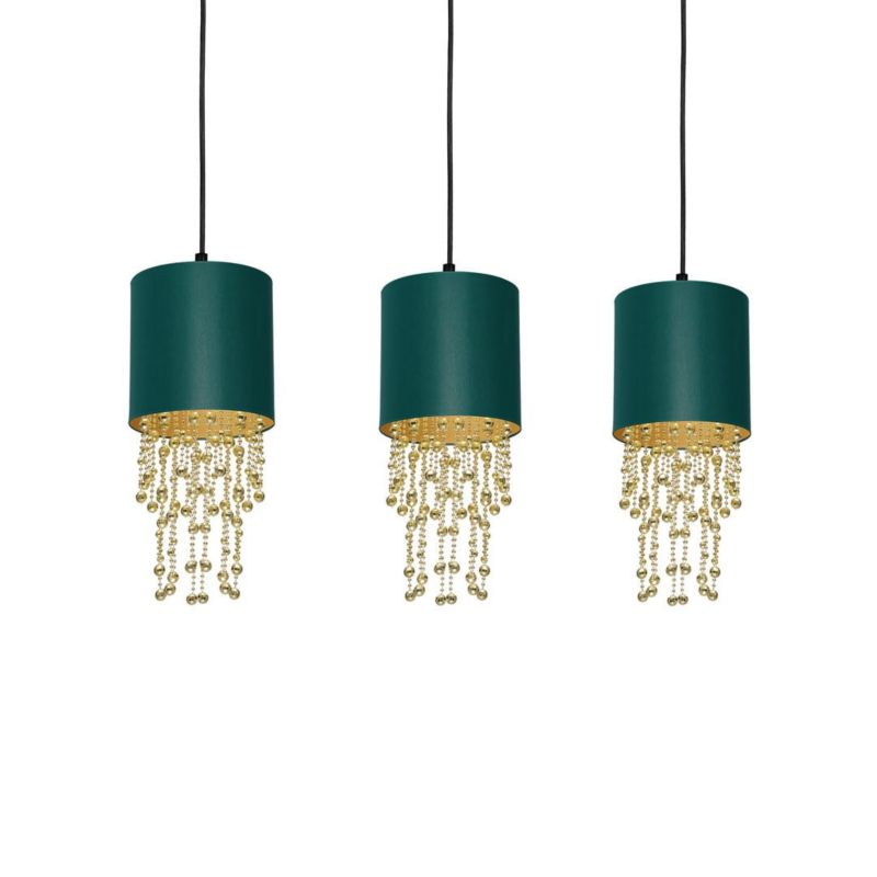 Lampa sufitowa wisząca Milagro Almeria 4502 czarno-zielona-złota szerokość 60 cm 3xE27 x 60W 1 szt.