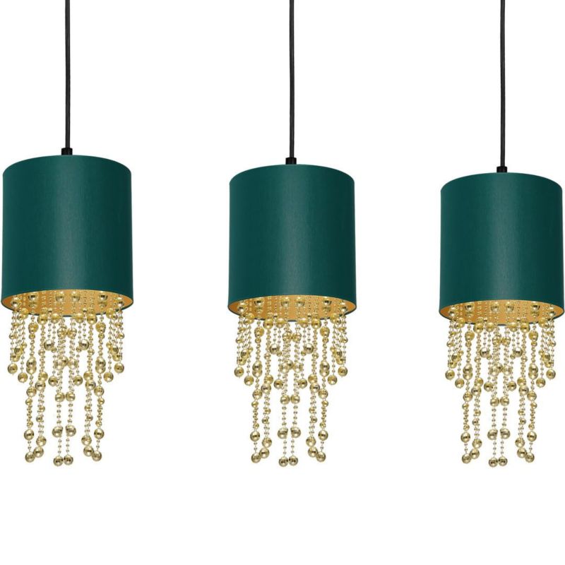 Lampa sufitowa wisząca Milagro Almeria 4502 czarno-zielona-złota szerokość 60 cm 3xE27 x 60W 1 szt.