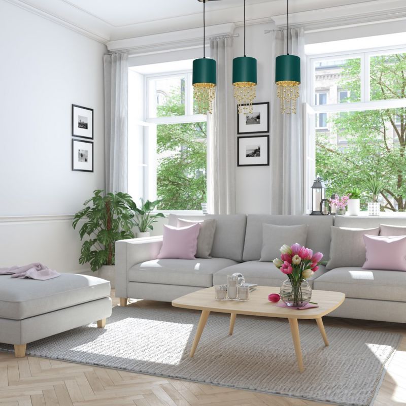 Lampa sufitowa wisząca Milagro Almeria 4502 czarno-zielona-złota szerokość 60 cm 3xE27 x 60W 1 szt.