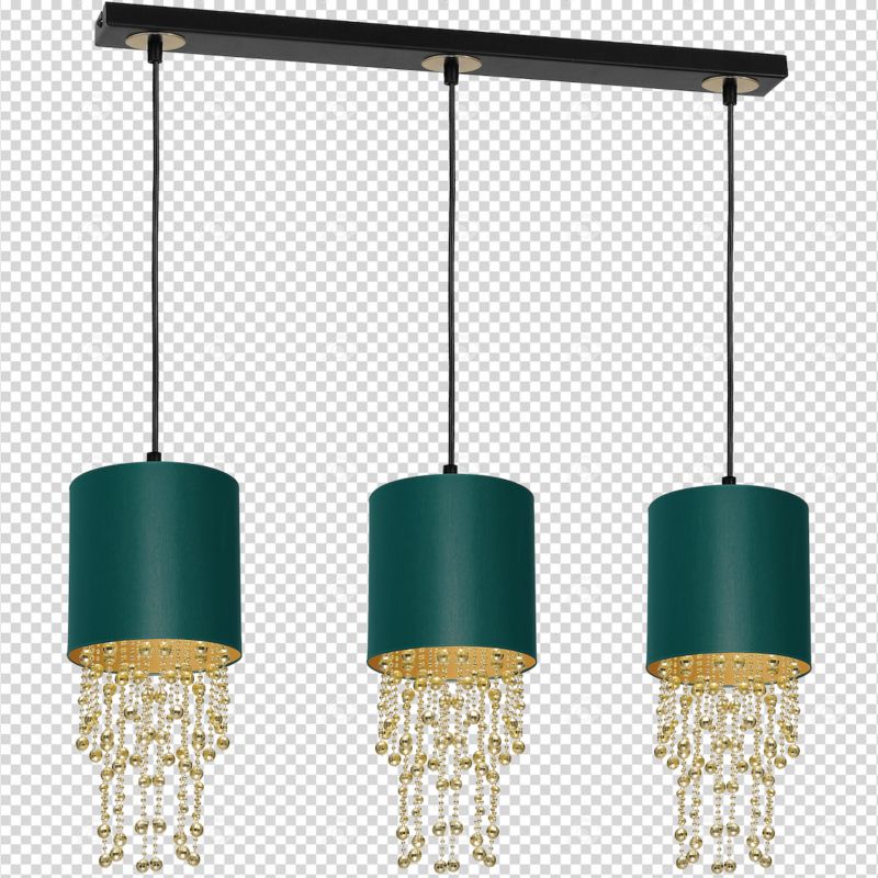 Lampa sufitowa wisząca Milagro Almeria 4502 czarno-zielona-złota szerokość 60 cm 3xE27 x 60W 1 szt.