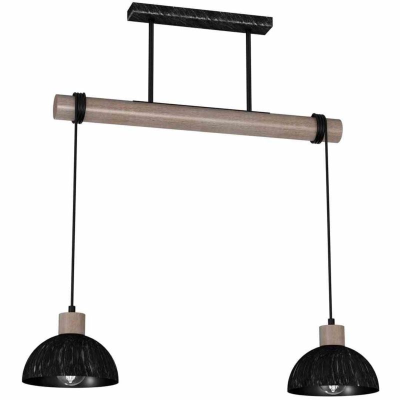 Lampa sufitowa wisząca Milagro Erik 6390 czarna-ciemne drewno szerokość 60 cm 2xE27 x 40W 1 szt.