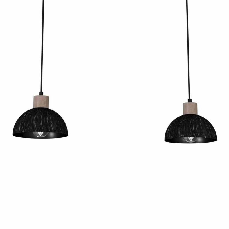 Lampa sufitowa wisząca Milagro Erik 6390 czarna-ciemne drewno szerokość 60 cm 2xE27 x 40W 1 szt.