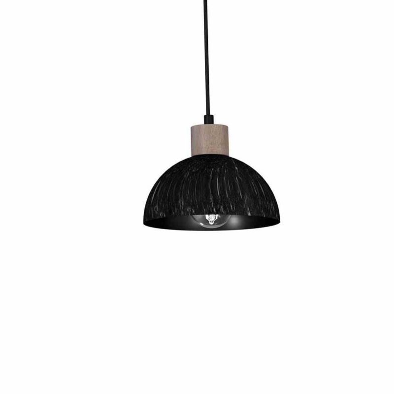 Lampa sufitowa wisząca Milagro Erik 6390 czarna-ciemne drewno szerokość 60 cm 2xE27 x 40W 1 szt.