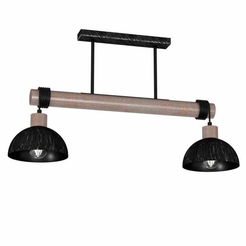 Lampa sufitowa wisząca Milagro Erik 6390 czarna-ciemne drewno szerokość 60 cm 2xE27 x 40W 1 szt.