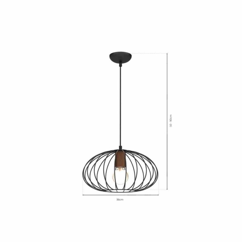 Lampa sufitowa wisząca Milagro Meridiano 9599 czarna szerokość 36 cm 1xE27 x 40W 1 szt.