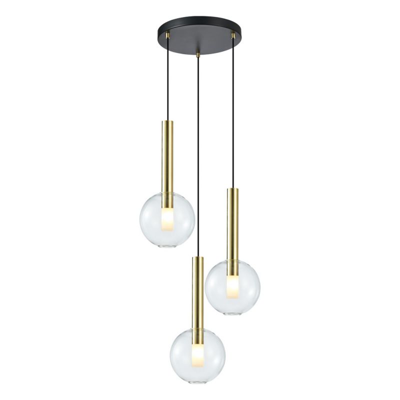 Lampa sufitowa wisząca Milagro Niko 3324 złoto-czarna-przezroczysty szerokość 35 cm 3xG9 x 9W 1 szt.