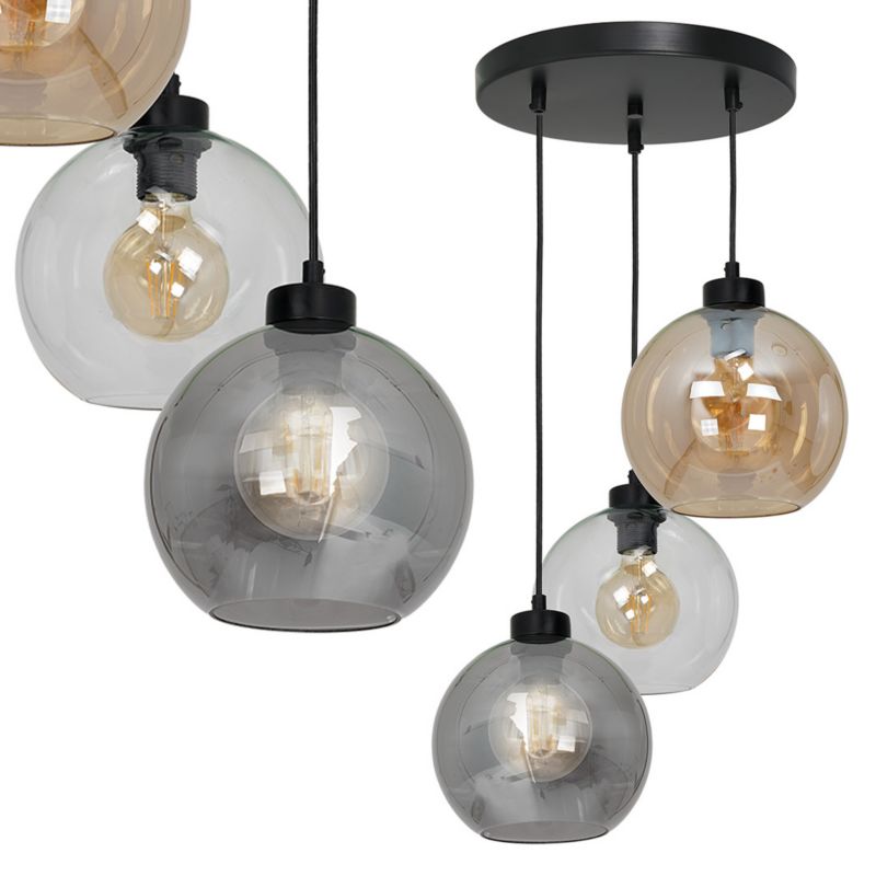 Lampa sufitowa wisząca Milagro Sofia 5851 czarno-przezroczysty szerokość 30 cm 3xE27 x 60W 1 szt.