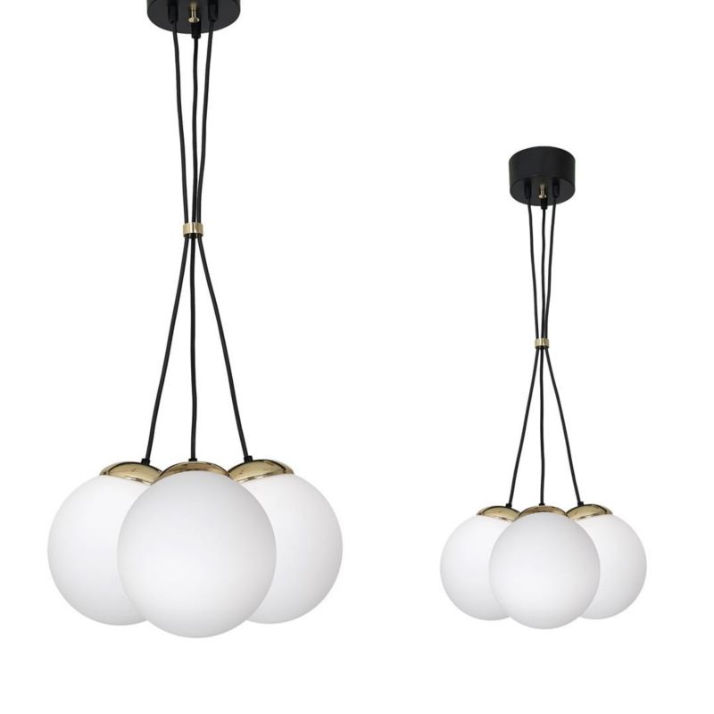 Lampa sufitowa wisząca Milagro Sparta 4991 czarno-biała-złota szerokość 40 cm 3xE14 x 40W 1 szt.