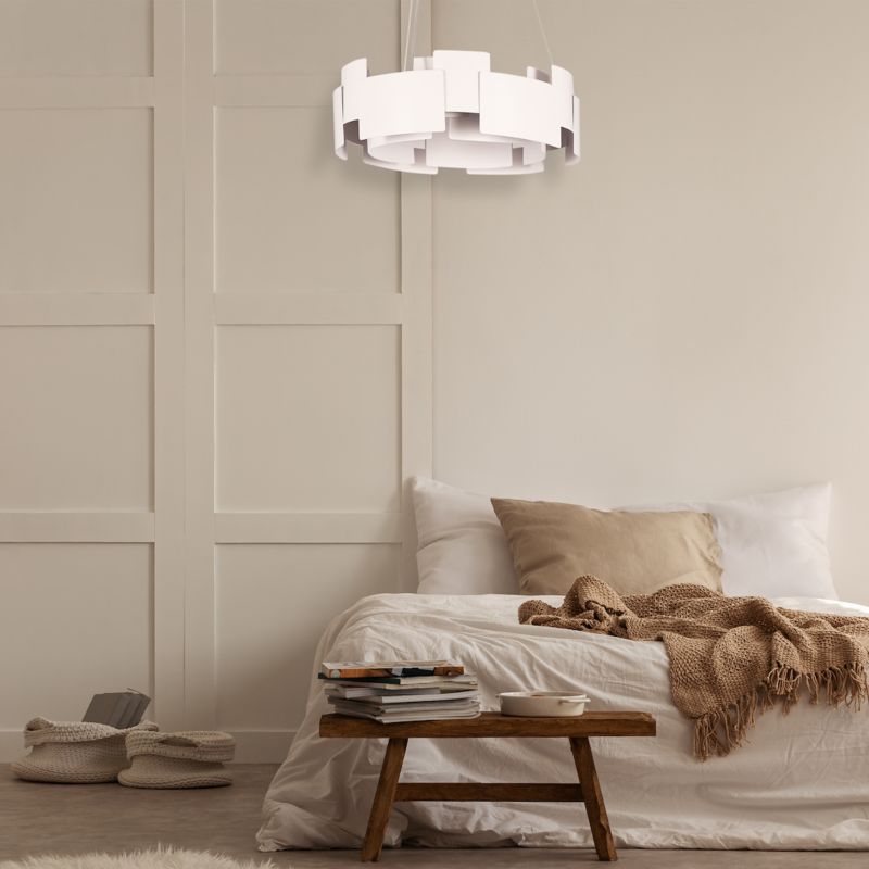 Lampa sufitowa wisząca Milagro Torino 1402 biała szerokość 46 cm wbudowany LED 24W 1 szt.