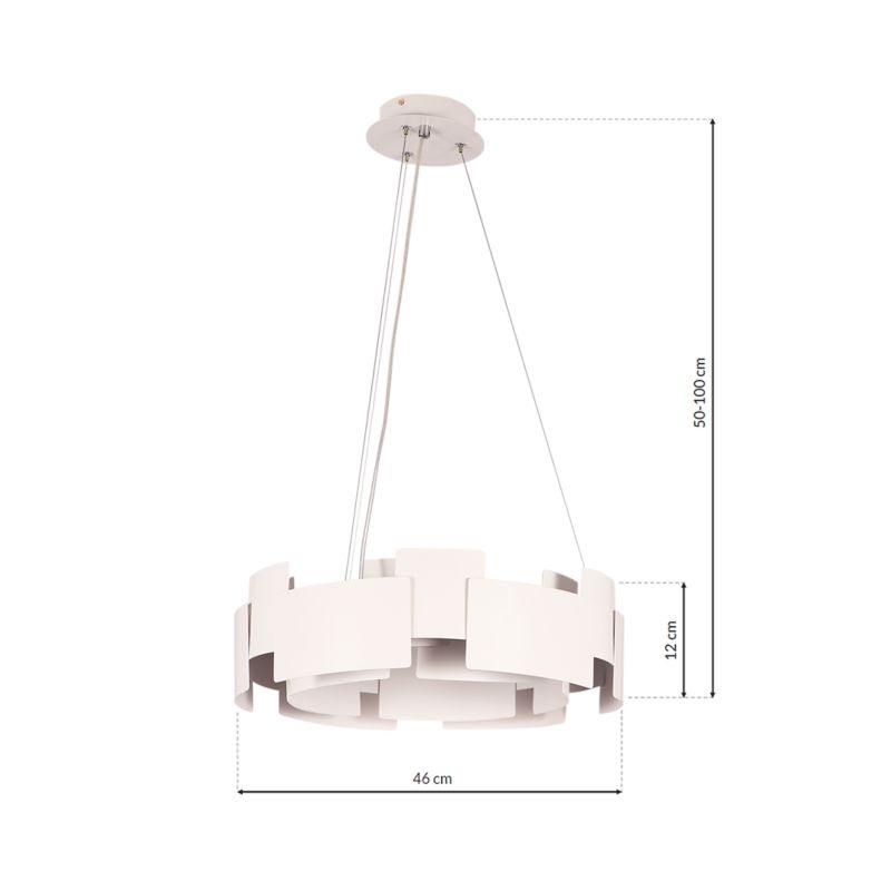 Lampa sufitowa wisząca Milagro Torino 1402 biała szerokość 46 cm wbudowany LED 24W 1 szt.