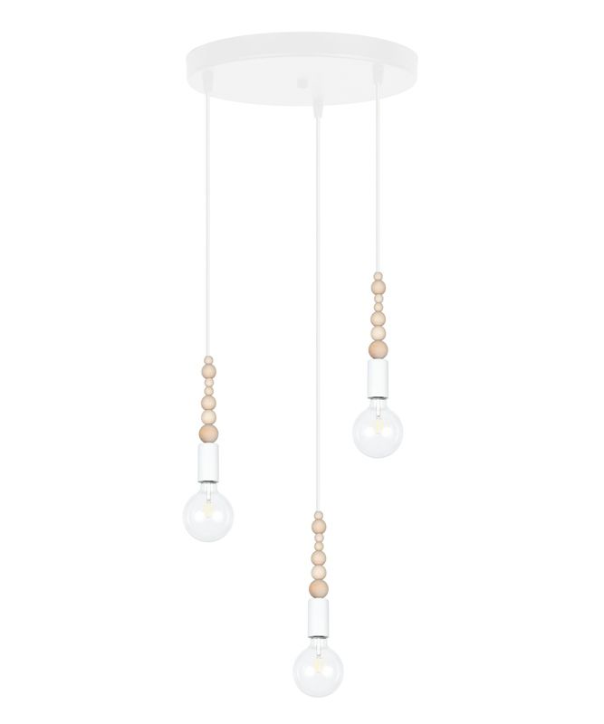 Lampa sufitowa wisząca NALLA HEXE E27 metal drewno 3 x 60W biały H0538 1 szt.