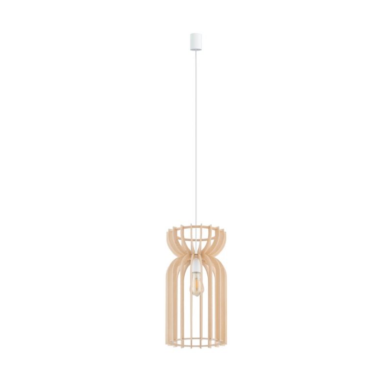 Lampa sufitowa wisząca Nowodvorski Lighting Kymi jasne drewno wym: 160 x 26 x 26 cm 1xE27 x 60W 1 szt.
