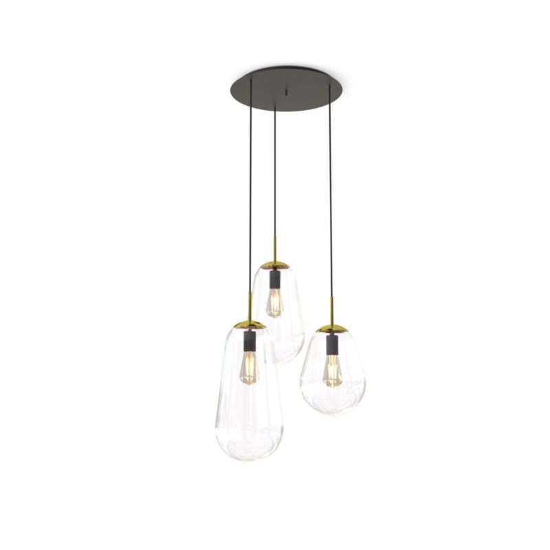 Lampa sufitowa wisząca Nowodvorski Lighting Pear czarno-przezroczysty-złota wym: 130 x 48 x 55 cm 3xE27 x 40W 1 szt.