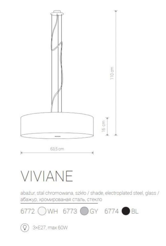 Lampa sufitowa wisząca Nowodvorski Lighting Viviane czarna wym: 108 x 63 x 63 cm 3xE27 x 60W 1 szt.