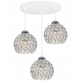 Lampa sufitowa wisząca okrągła Light Home LH Crystal 3x E27 60W biały/srebrny 1szt.