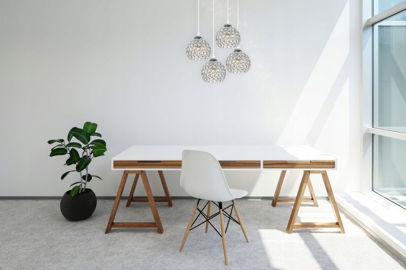 Lampa sufitowa wisząca okrągła Light Home LH Crystal 4x E27 60W biały/srebrny 1szt.