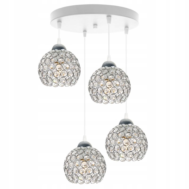 Lampa sufitowa wisząca okrągła Light Home LH Crystal 4x E27 60W biały/srebrny 1szt.