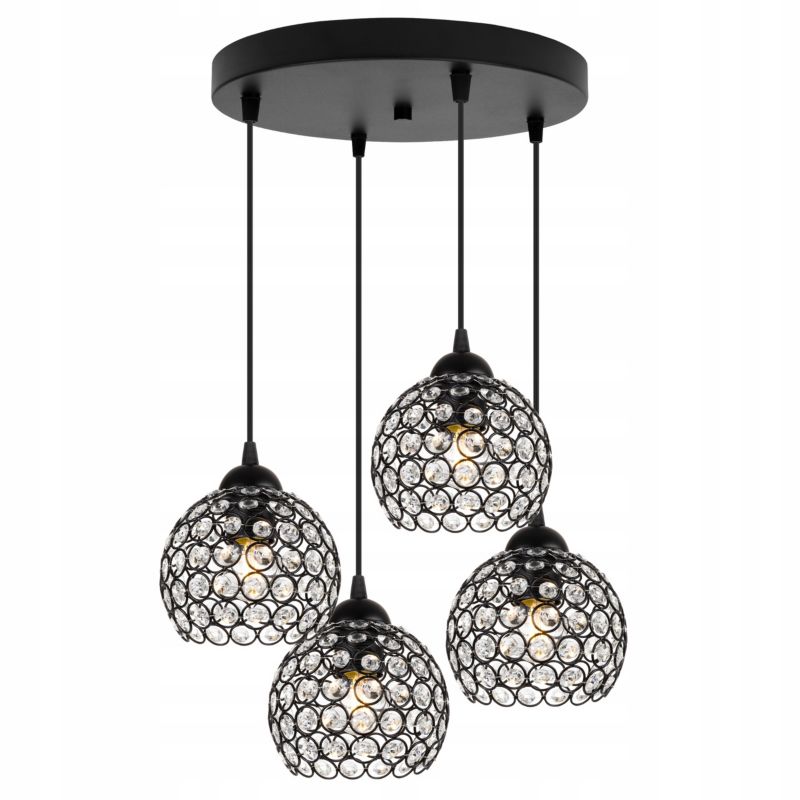 Lampa sufitowa wisząca okrągła Light Home LH Crystal 4x E27 60W czarny 1szt.