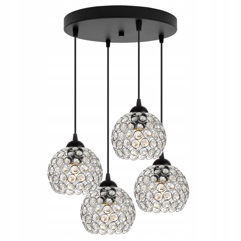 Lampa sufitowa wisząca okrągła Light Home LH Crystal 4x E27 60W czarny/srebrny 1szt.