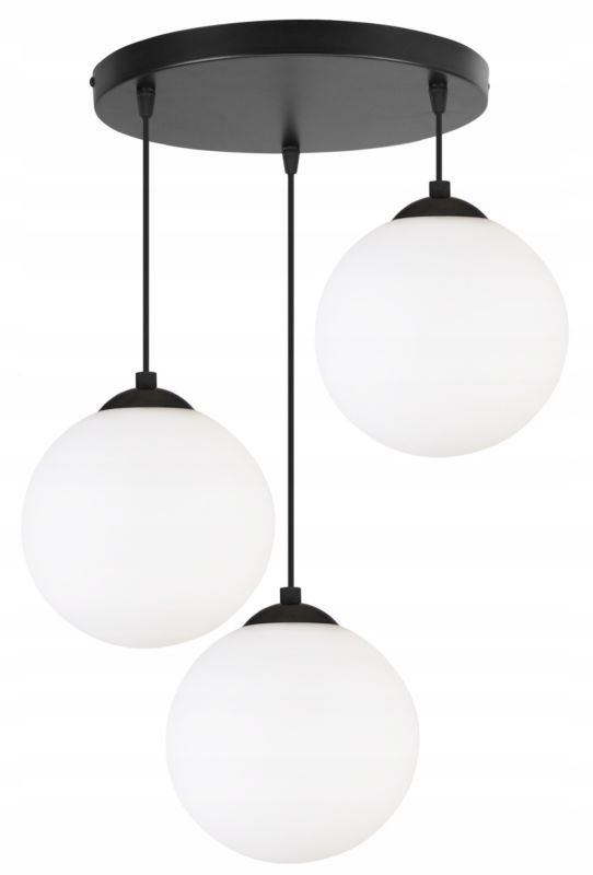 Lampa sufitowa wisząca okrągła Light Home LH Florence 3x E27 60W czarny/biały 18cm 1szt.