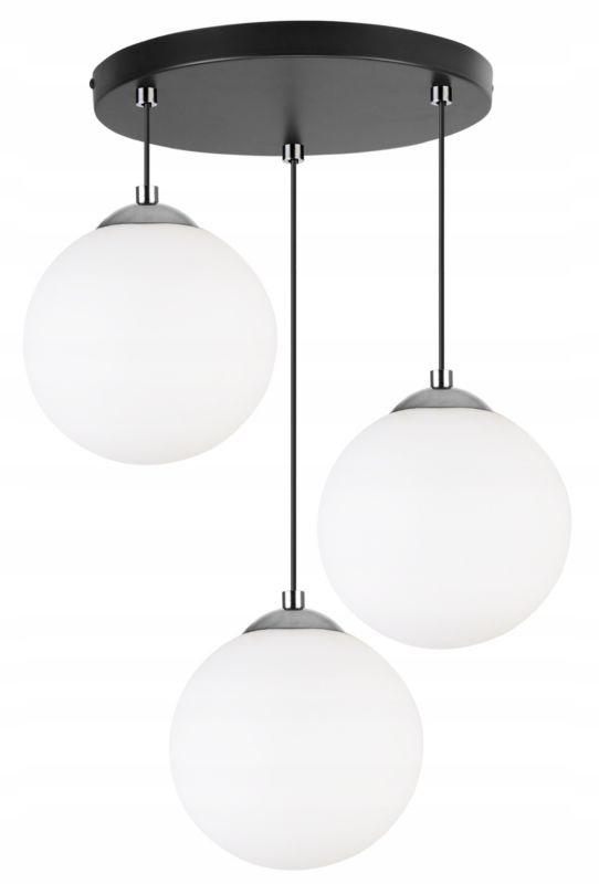 Lampa sufitowa wisząca okrągła Light Home LH Florence 3x E27 60W czarny/chrom 18cm 1szt.
