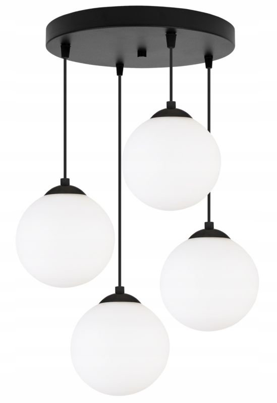 Lampa sufitowa wisząca okrągła Light Home LH Florence 4x E27 60W czarny/biały 15cm 1szt.