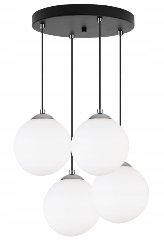 Lampa sufitowa wisząca okrągła Light Home LH Florence 4x E27 60W czarny/chrom 18cm 1szt.