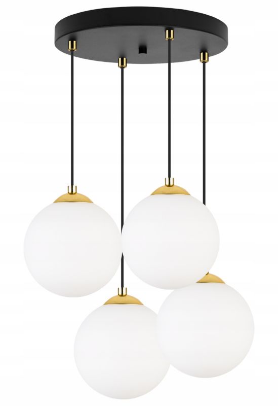 Lampa sufitowa wisząca okrągła Light Home LH Florence 4x E27 60W czarny/złoty 18cm 1szt.