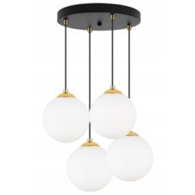 Lampa sufitowa wisząca okrągła Light Home LH Florence 4x E27 60W czarny/złoty 18cm 1szt.