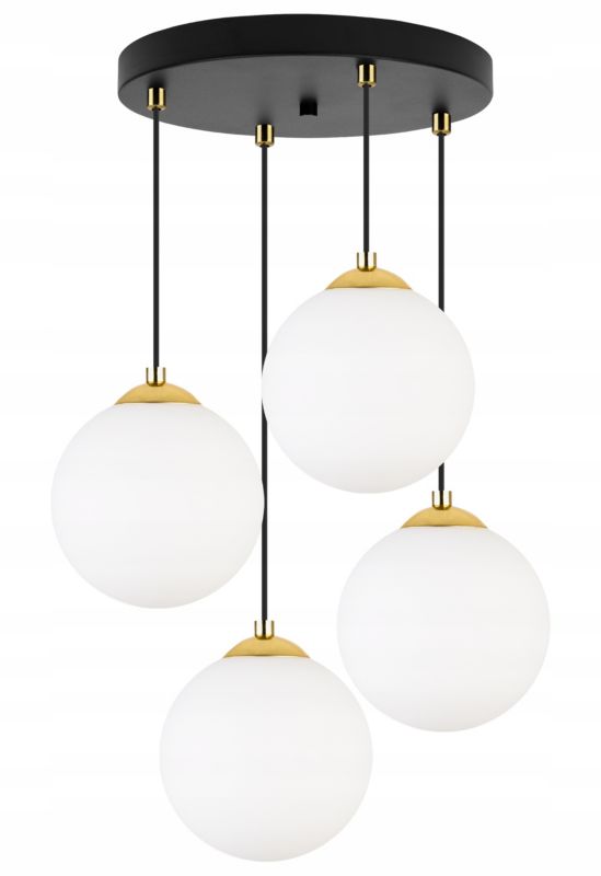 Lampa sufitowa wisząca okrągła Light Home LH Florence 4x E27 60W czarny/złoty 18cm 1szt.