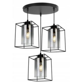 Lampa sufitowa wisząca okrągła Light Home LH Hella Cage 3x E27 60W szkło grafitowy 1szt.
