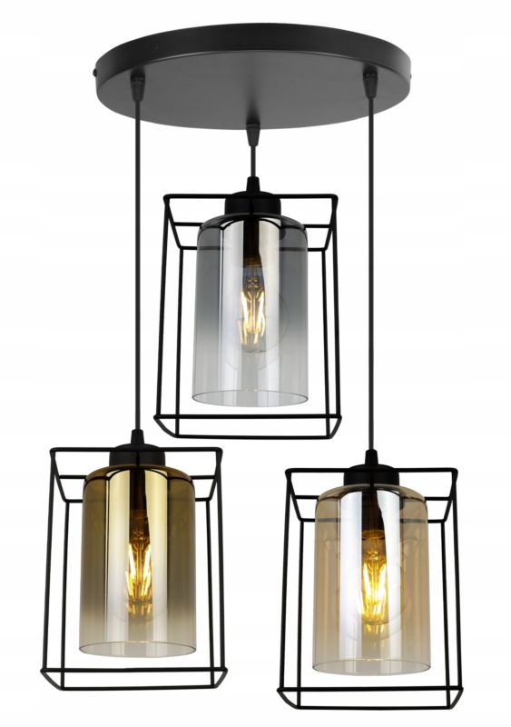 Lampa sufitowa wisząca okrągła Light Home LH Hella Cage 3x E27 60W szkło multikolor 1szt.