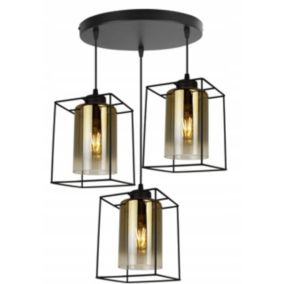 Lampa sufitowa wisząca okrągła Light Home LH Hella Cage 3x E27 60W szkło złoty 1szt.