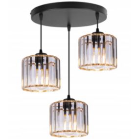 Lampa sufitowa wisząca okrągła Light Home LH Holdi 3x E27 60W klosz złote szkło 1szt.
