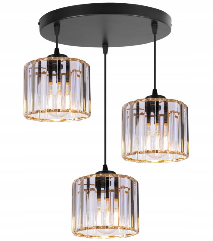 Lampa sufitowa wisząca okrągła Light Home LH Holdi 3x E27 60W klosz złote szkło 1szt.