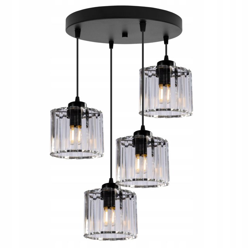 Lampa sufitowa wisząca okrągła Light Home LH Holdi 4x E27 60W klosz bezbarwne szkło 14cm 1szt.