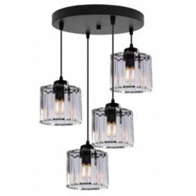 Lampa sufitowa wisząca okrągła Light Home LH Holdi 4x E27 60W klosz bezbarwne szkło 14cm 1szt.