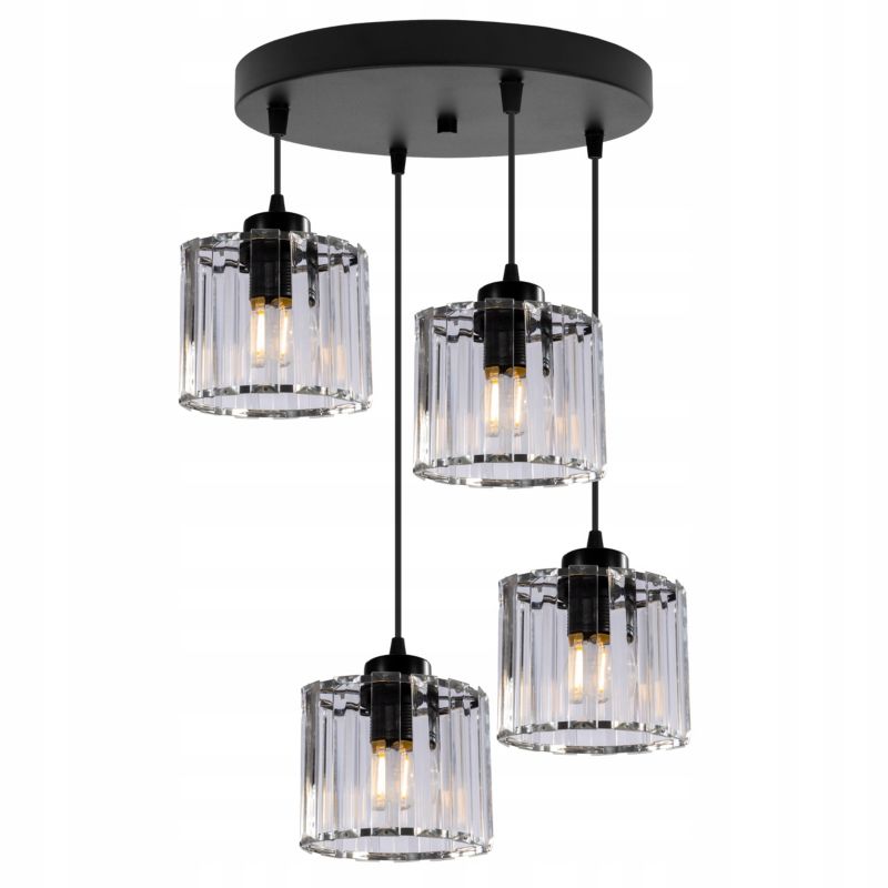 Lampa sufitowa wisząca okrągła Light Home LH Holdi 4x E27 60W klosz bezbarwne szkło 14cm 1szt.