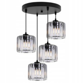 Lampa sufitowa wisząca okrągła Light Home LH Holdi 4x E27 60W klosz bezbarwne szkło 15cm 1szt.