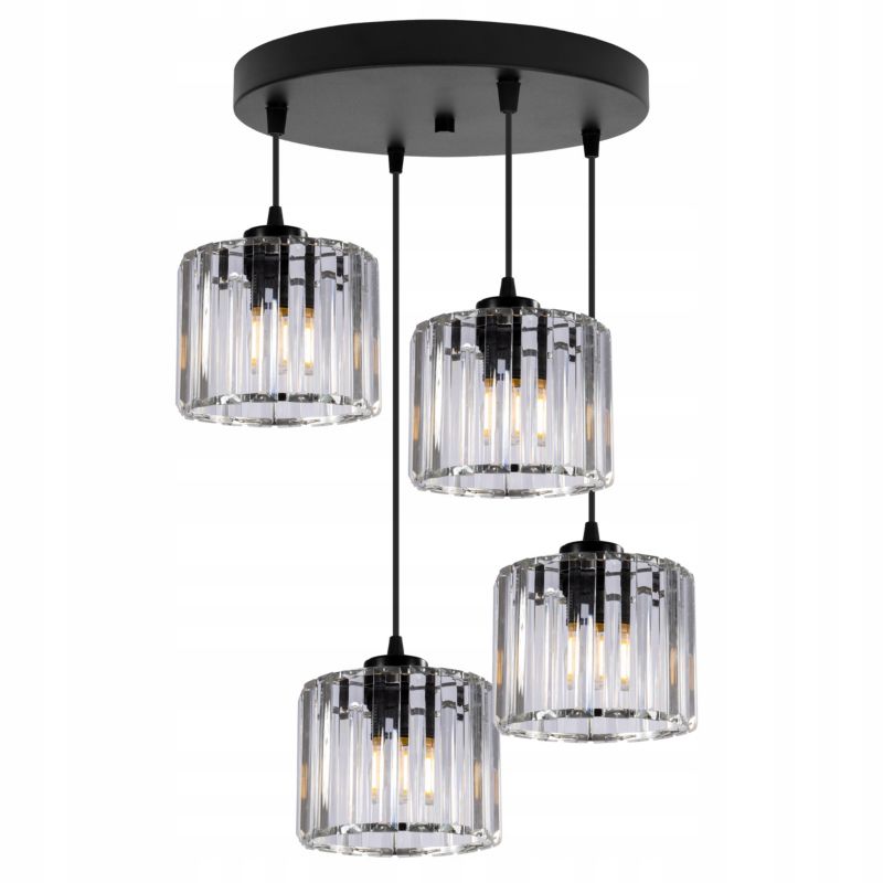 Lampa sufitowa wisząca okrągła Light Home LH Holdi 4x E27 60W klosz bezbarwne szkło 15cm 1szt.