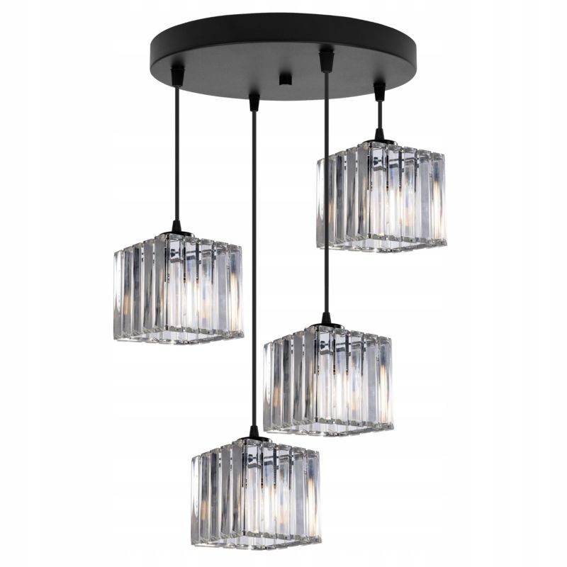 Lampa sufitowa wisząca okrągła Light Home LH Holdi 4x E27 60W klosz kwadratowe szkło 1szt.